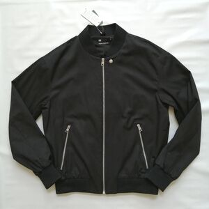 Piqué Fabric Black Bomber Jacket Small NWT